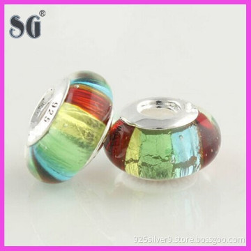 Wholesale supplier 925 sterling silver core handmake color combination glass beads
